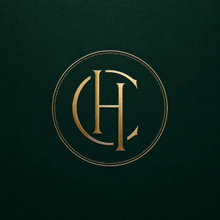 Selo Conselho Head — monograma CH dourado sobre verde-esmeralda